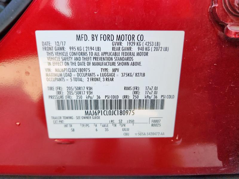 2018 FORD ECOSPORT S MAJ6P1CL0JC180975