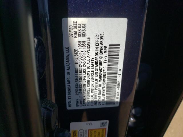 2021 HONDA PILOT EXL 5FNYF6H53MB009710