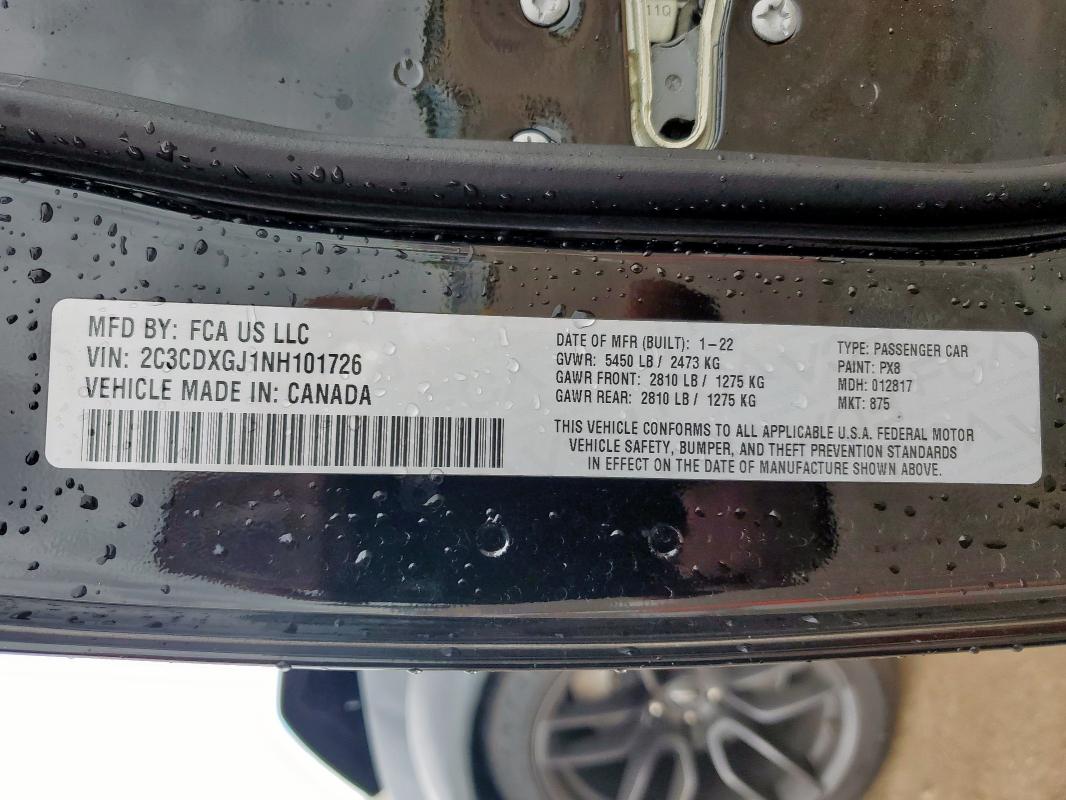 2022 DODGE CHARGER SC 2C3CDXGJ1NH101726