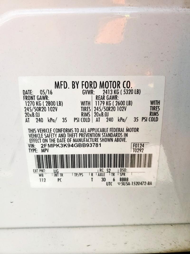 2016 FORD EDGE TITAN - 2FMPK3K94GBB93781