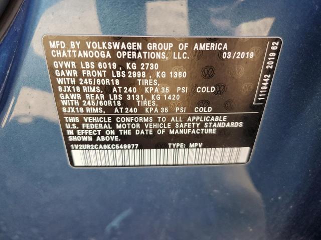 2019 VOLKSWAGEN ATLAS SE - 1V2UR2CA9KC549977