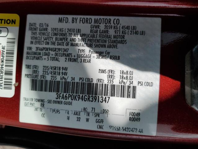 2016 FORD FUSION TIT 3FA6P0K94GR391347