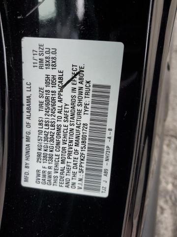 2018 HONDA RIDGELINE 5FPYK2F15JB001728