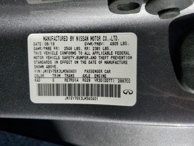 2020 INFINITI Q60 PURE JN1EV7EK3LM340401