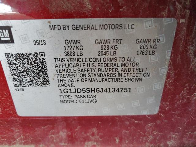 2018 CHEVROLET SONIC LT 1G1JD5SH6J4134751