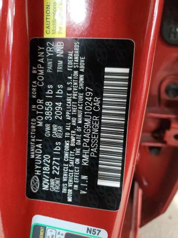 2021 HYUNDAI ELANTRA LI KMHLP4AG9MU102497