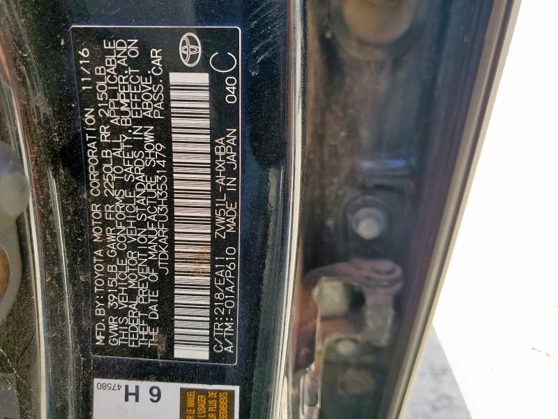 2017 TOYOTA PRIUS JTDKARFU3H3531479