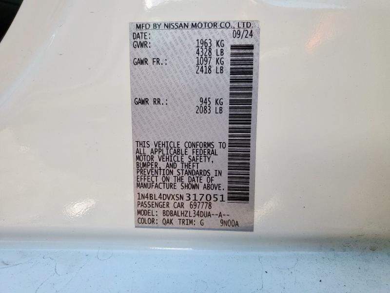 2025 NISSAN ALTIMA SV 1N4BL4DVXSN317051