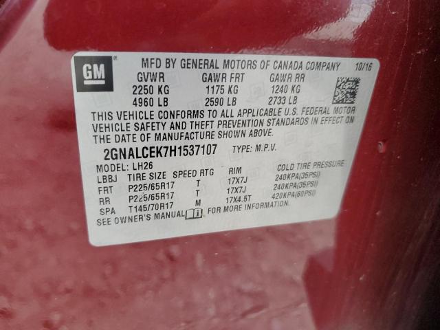 2017 CHEVROLET EQUINOX LT - 2GNALCEK7H1537107