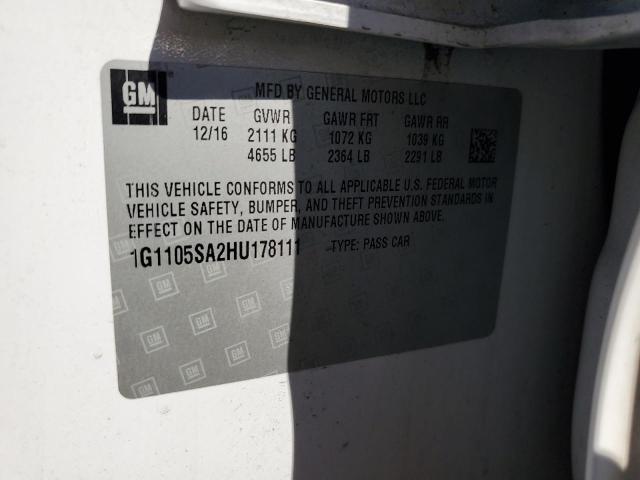 2017 CHEVROLET IMPALA LT 1G1105SA2HU178111