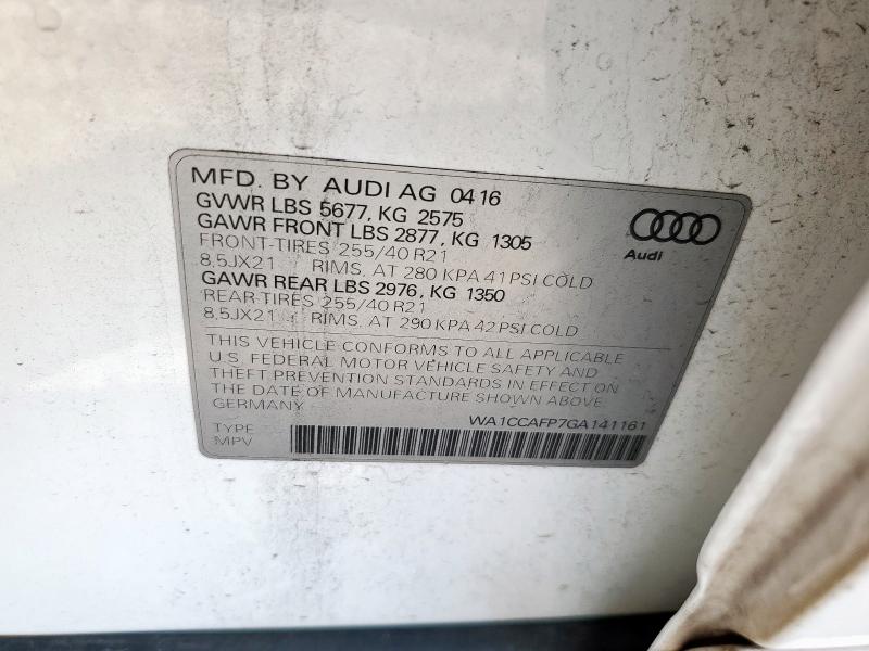 2016 AUDI SQ5 PREMIU WA1CCAFP7GA141161