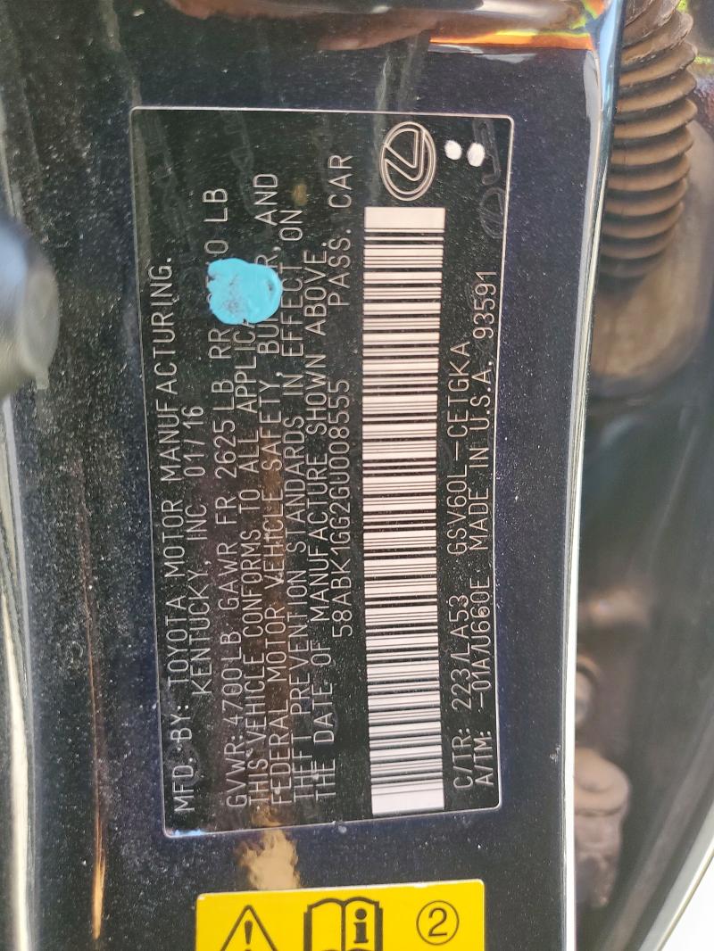 2016 LEXUS ES 350 58ABK1GG2GU008555