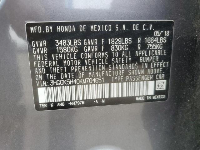 2019 HONDA FIT LX 3HGGK5H40KM704651