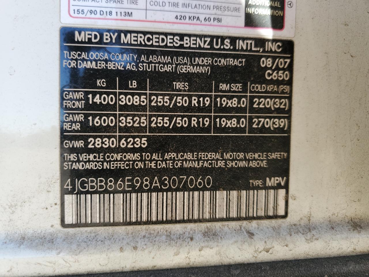 Lot #3247957089 2008 MERCEDES-BENZ ML 350