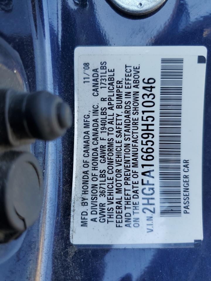 Lot #3304544452 2009 HONDA CIVIC LX-S