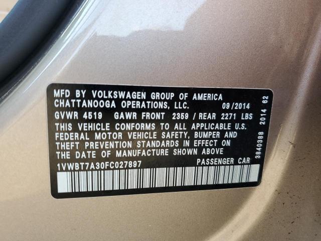 2015 VOLKSWAGEN PASSAT SE 1VWBT7A30FC027897