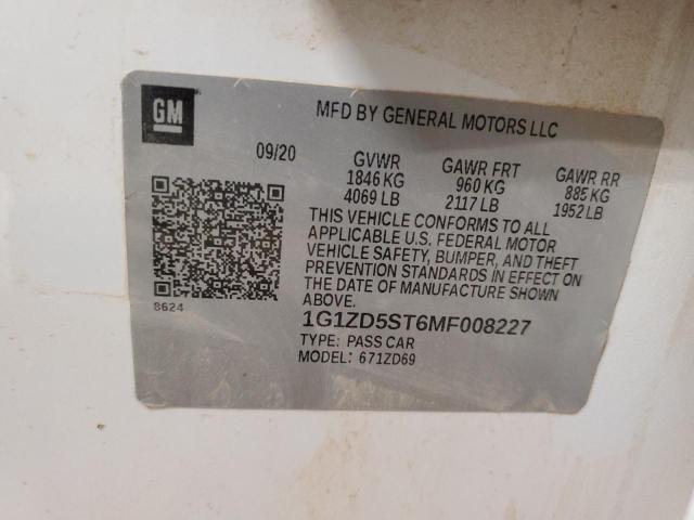 2021 CHEVROLET MALIBU LT 1G1ZD5ST6MF008227