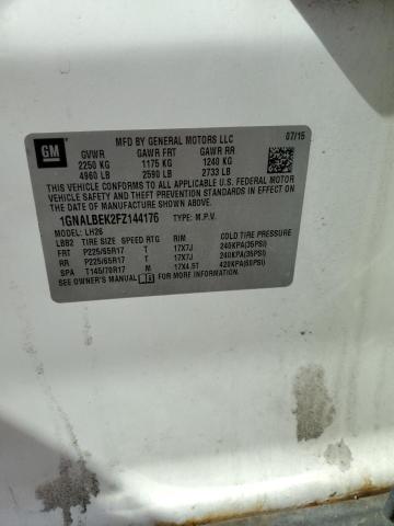 2015 CHEVROLET EQUINOX LT 1GNALBEK2FZ144176