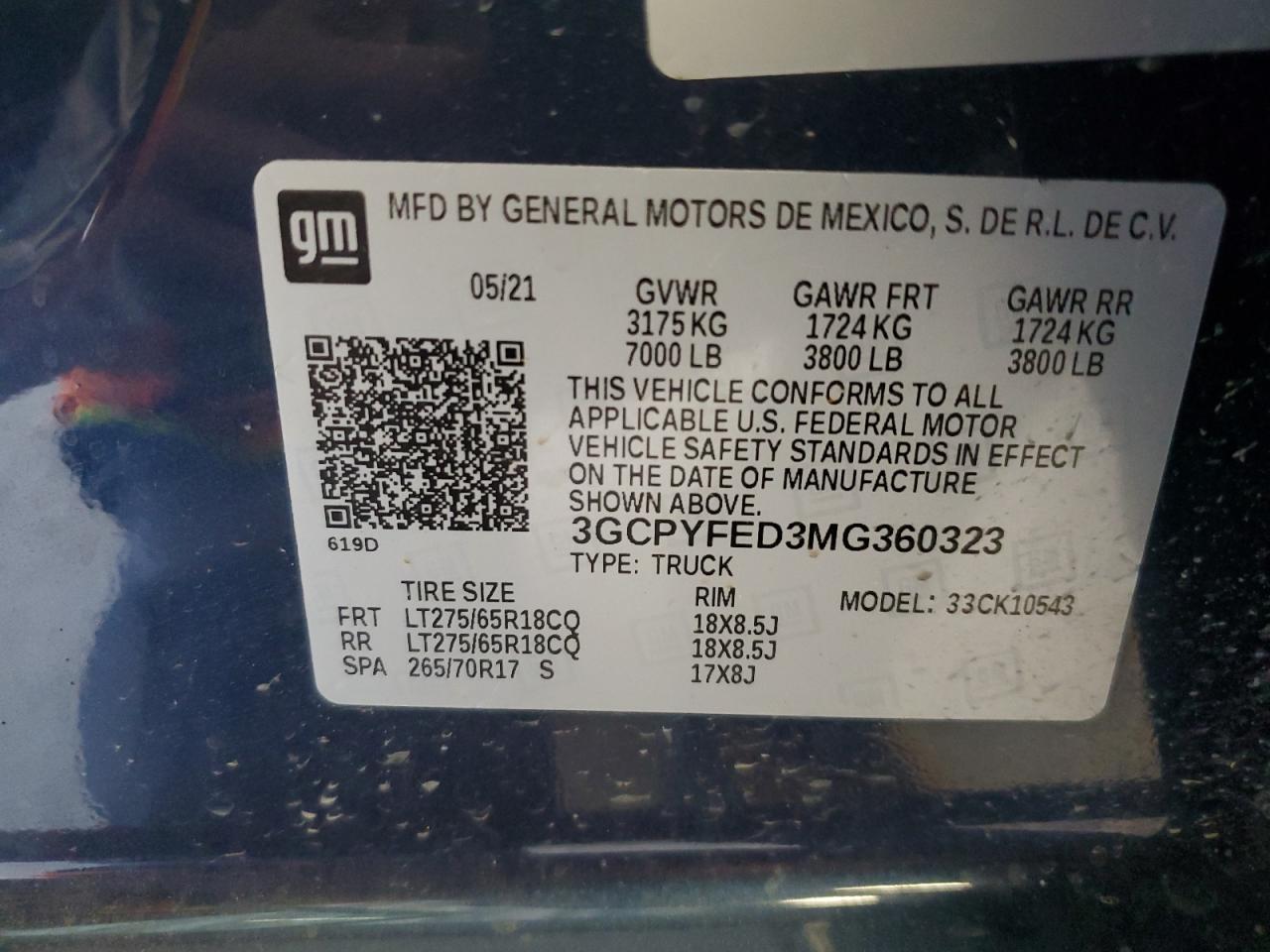 Lot #3308313165 2021 CHEVROLET SILVERADO