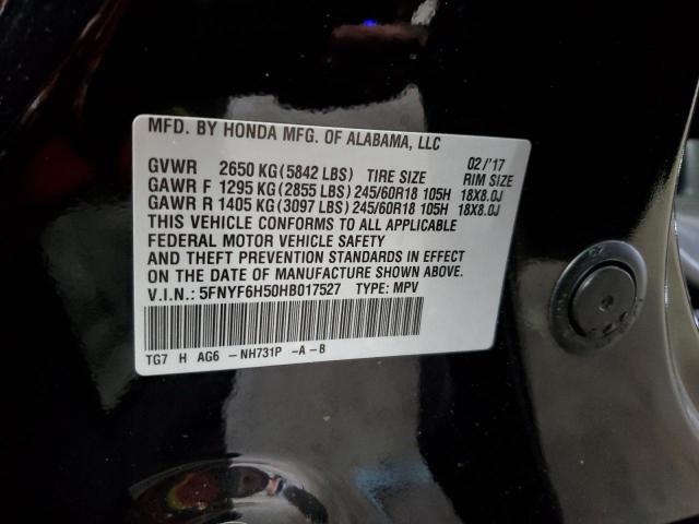 2017 HONDA PILOT EXL 5FNYF6H50HB017527