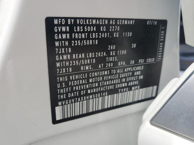 2017 VOLKSWAGEN TIGUAN SPO WVGUV7AX8HW508146