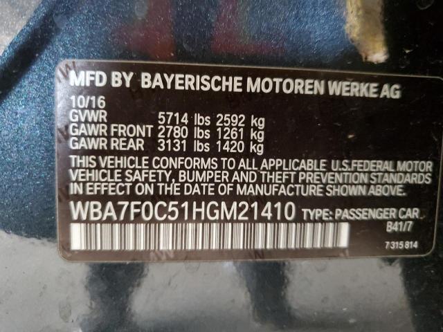 2017 BMW 750 I WBA7F0C51HGM21410