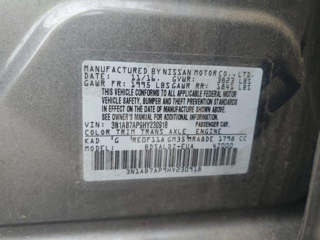 2017 NISSAN SENTRA S 3N1AB7AP9HY230918