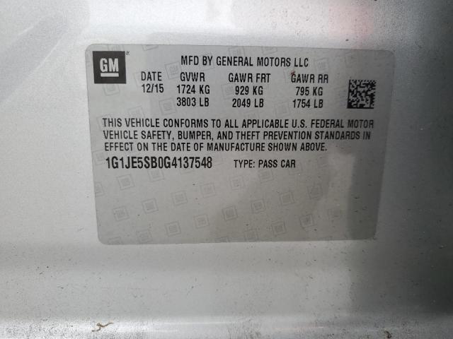 2016 CHEVROLET SONIC LTZ 1G1JE5SB0G4137548