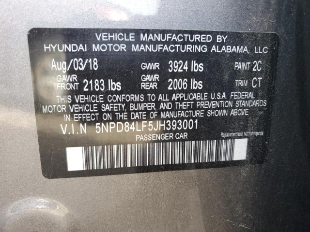 2018 HYUNDAI ELANTRA SE 5NPD84LF5JH393001