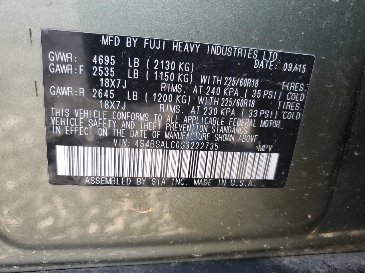 SUBARU OUTBACK 2.5I LIMITED