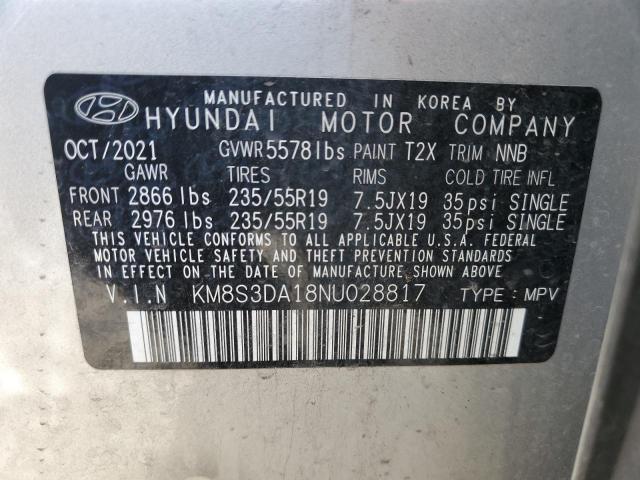 2022 HYUNDAI SANTA FE SEL PREMIUM KM8S3DA18NU028817