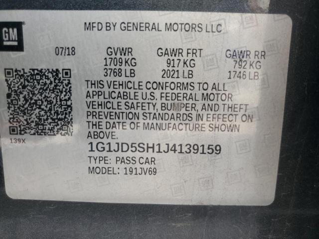 2018 CHEVROLET SONIC LT 1G1JD5SH1J4139159