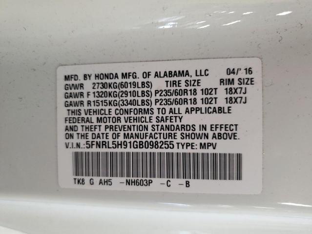 2016 HONDA ODYSSEY TO 5FNRL5H91GB098255