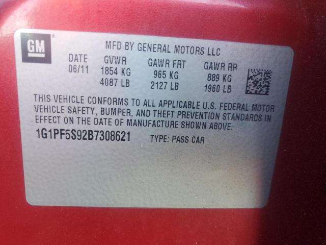 2011 CHEVROLET CRUZE LT - 1G1PF5S92B7308621