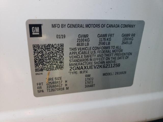 2019 CHEVROLET EQUINOX LT - 2GNAXUEV2K6211259