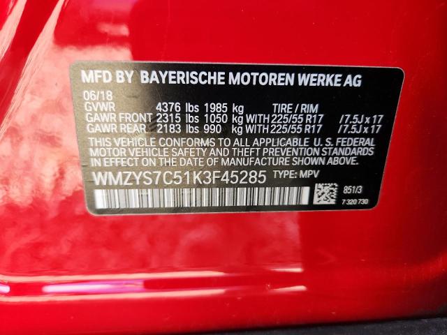 2019 MINI COOPER COU WMZYS7C51K3F45285