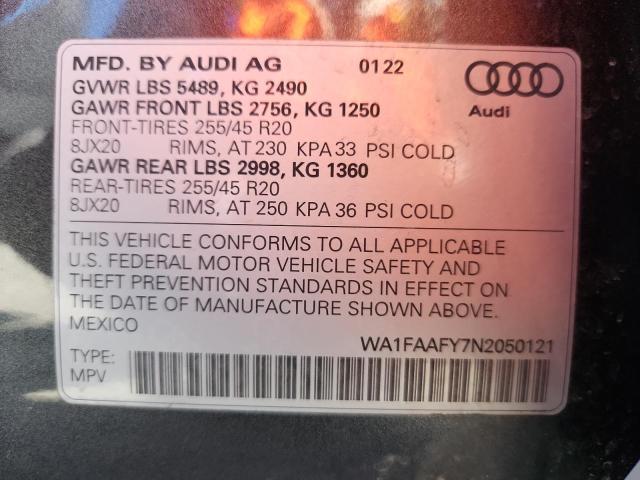 2022 AUDI Q5 PRESTIG WA1FAAFY7N2050121