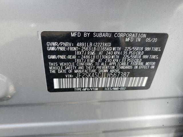 2020 SUBARU FORESTER L JF2SKASC1LH567387