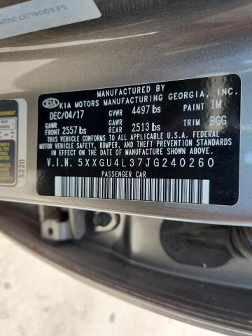 2018 KIA OPTIMA EX 5XXGU4L37JG240260