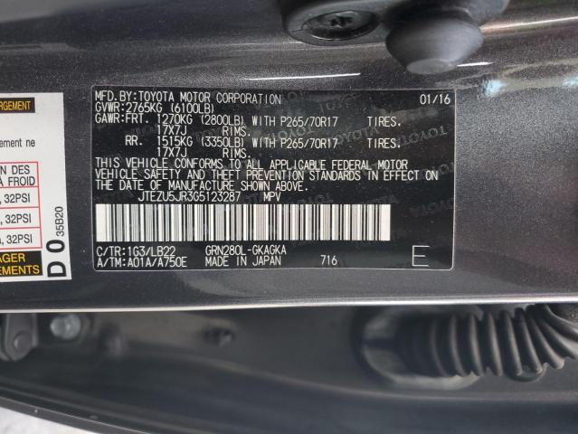 2016 TOYOTA 4RUNNER SR JTEZU5JR3G5123287
