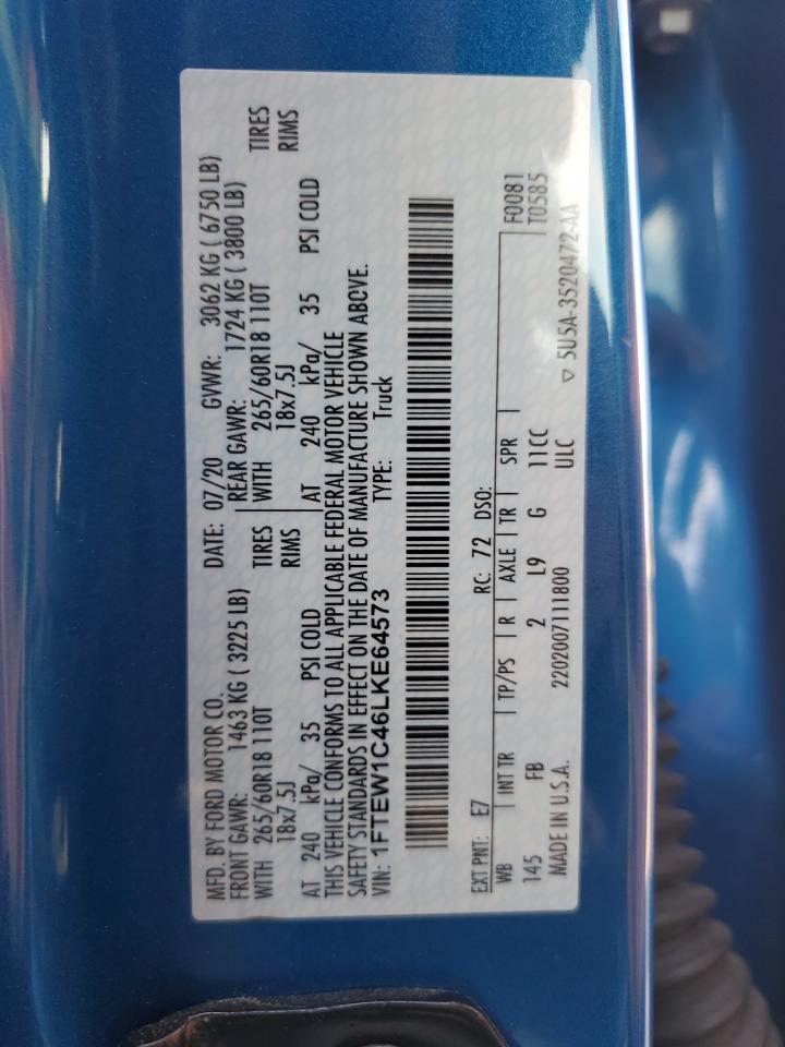 Lot #3317684171 2020 FORD F150 SUPER