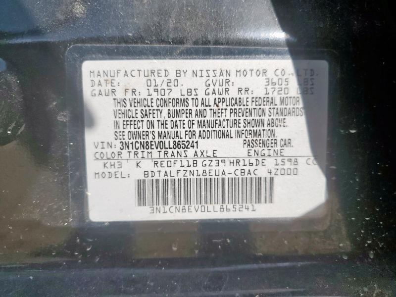 2020 NISSAN VERSA SV 3N1CN8EV0LL865241