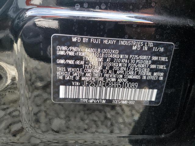 2017 SUBARU FORESTER 2 JF2SJAEC8HH510089