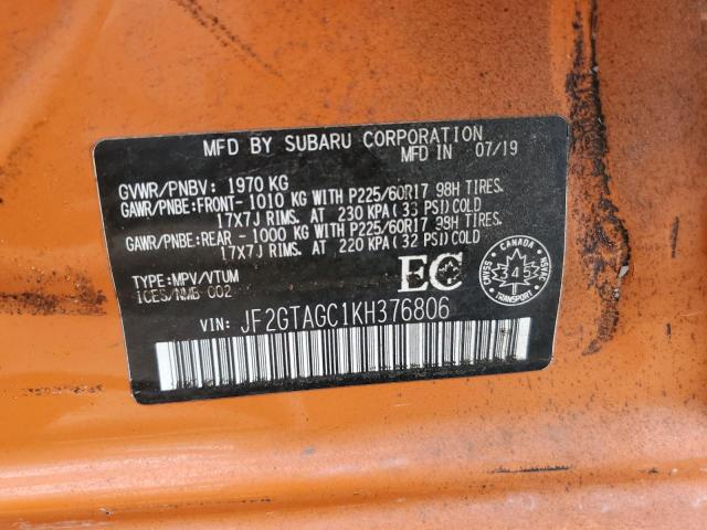 2019 SUBARU CROSSTREK - JF2GTAGC1KH376806