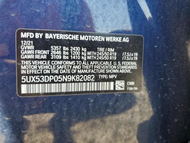 2022 BMW X3 XDRIVE3 5UX53DP05N9K82082