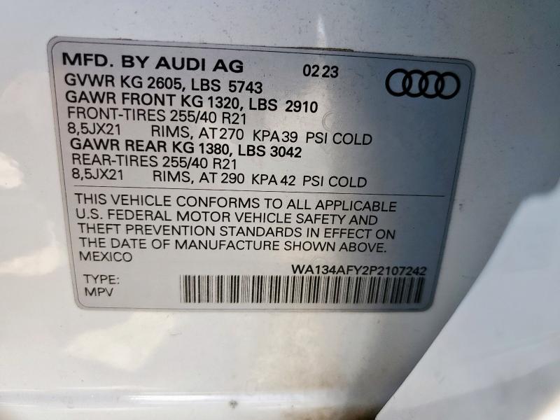 2023 AUDI SQ5 SPORTB WA134AFY2P2107242