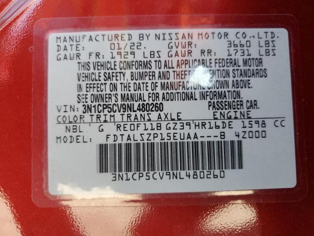 2022 NISSAN KICKS SV - 3N1CP5CV9NL480260