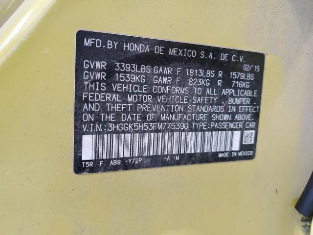 2015 HONDA FIT LX 3HGGK5H53FM775390