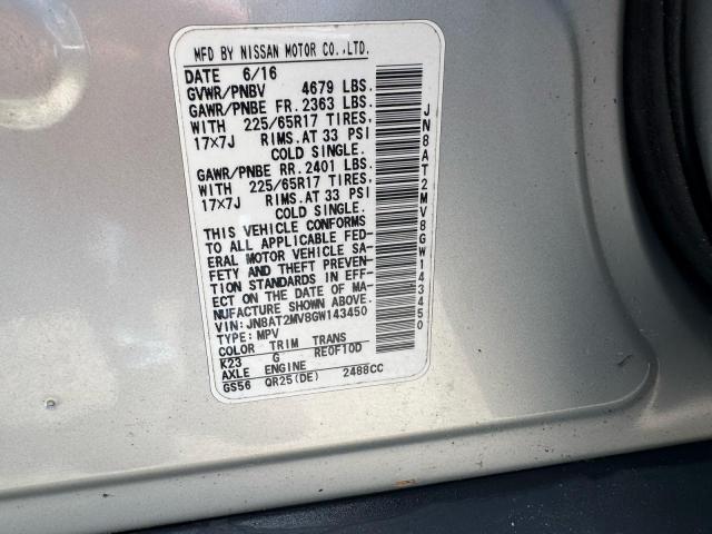 2016 NISSAN ROGUE S - JN8AT2MV8GW143450