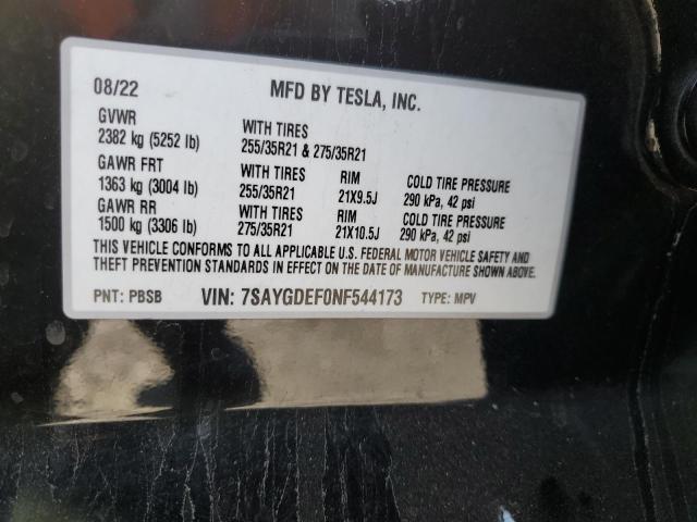 2022 TESLA MODEL Y 7SAYGDEF0NF544173